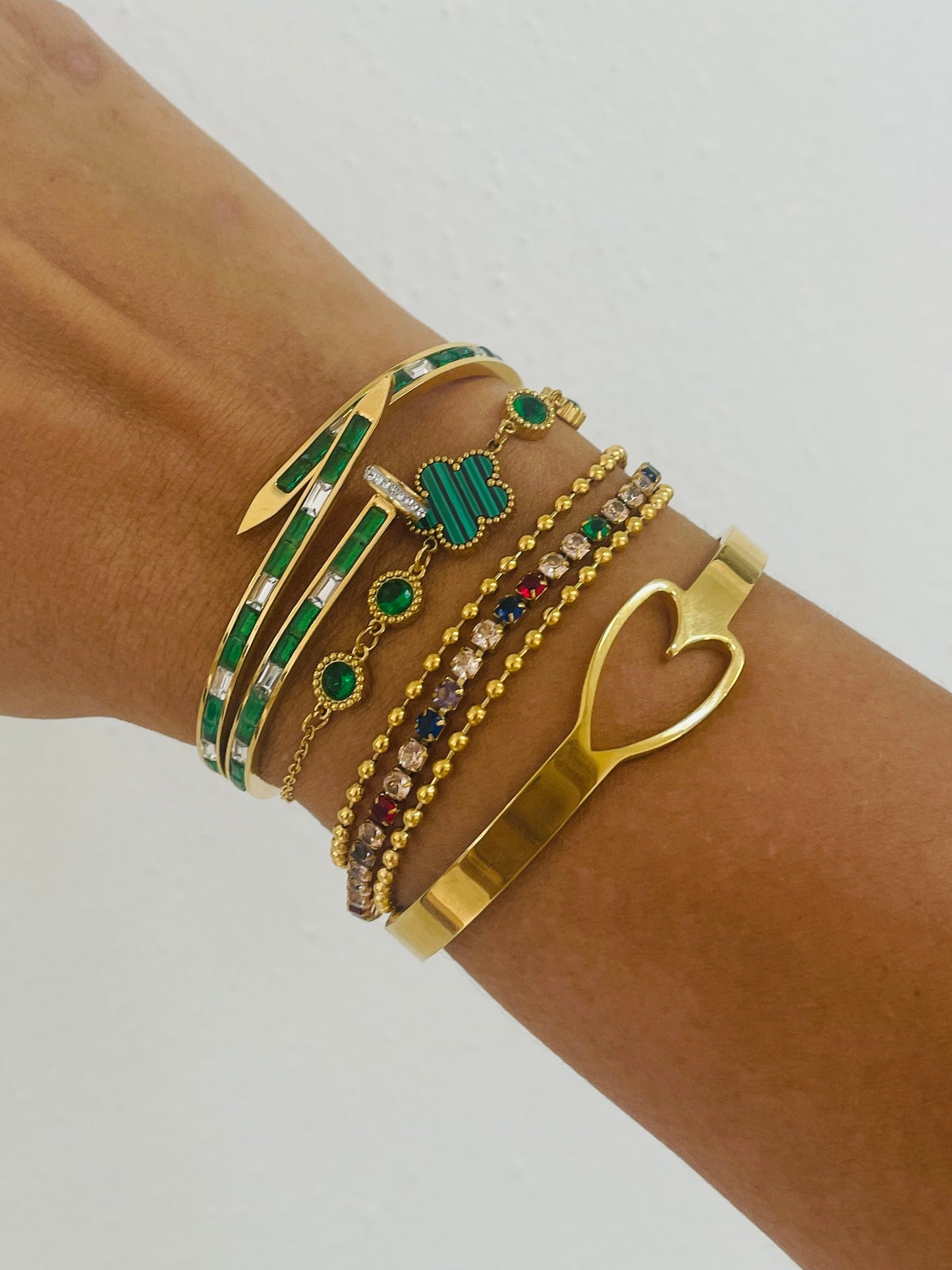 Green and gold bangle