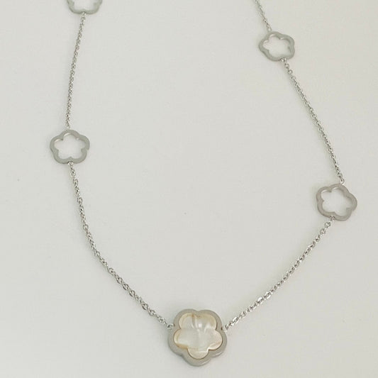 Silver flower necklace