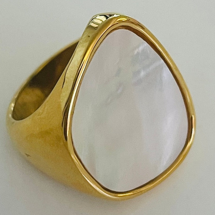 Geometric opal gold ring