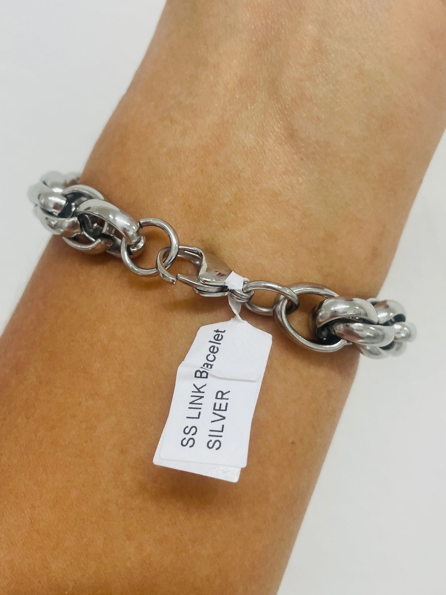 Unisex Big chunky silver bracelet