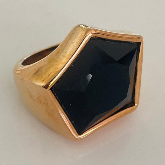 Black star rose gold ring