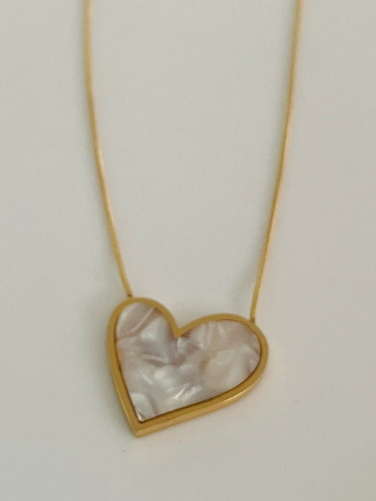 Opal heart  gold necklace