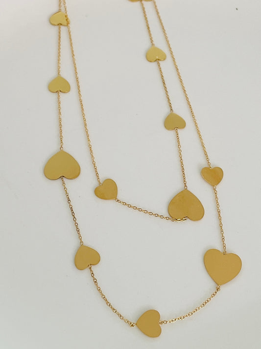 Gold multi- heart necklace