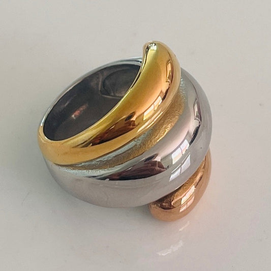 3 tone twisted  ring