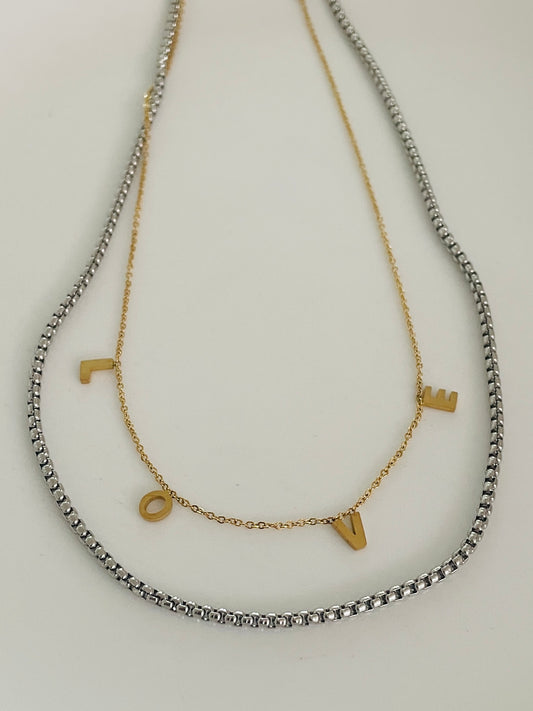 Love gold and silver necklace