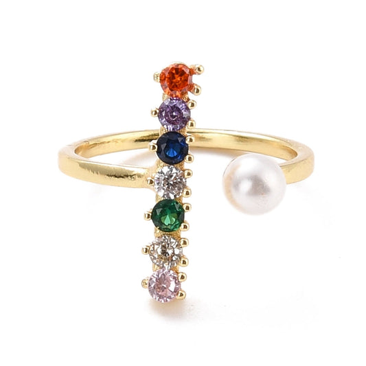 Gem and pearl trendy ring